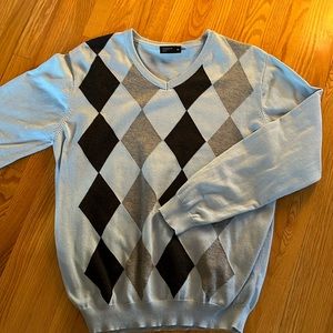 Argyle cotton v-neck sweater